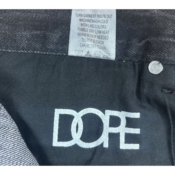 Dope Black Washed Denim Straight Leg Jeans Mens Size 28X32 Cotton Casual Fit - Picture 12 of 13